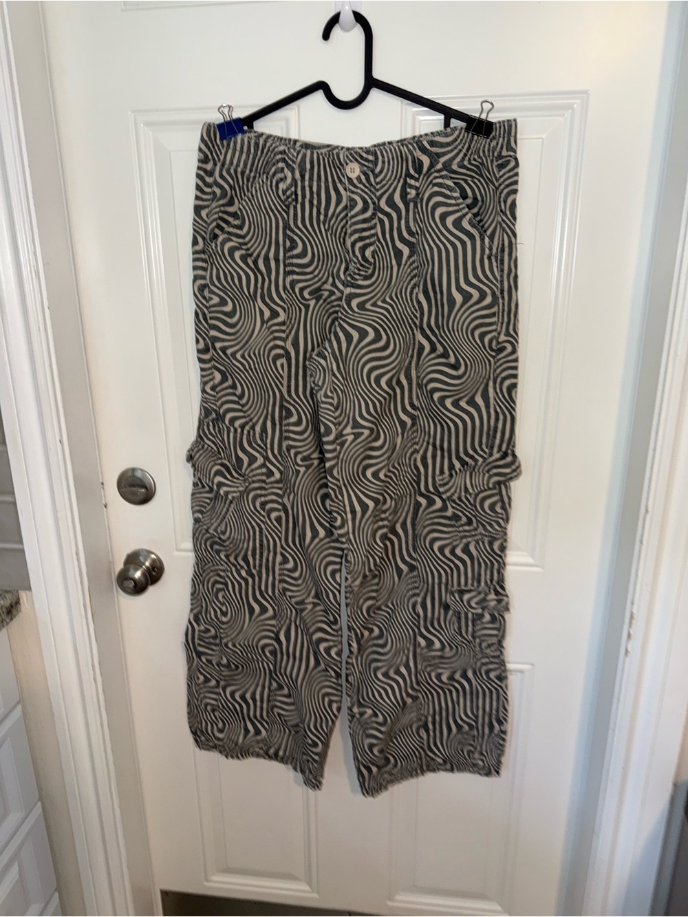 BDG Men's Cargo Pants in Black & White Swirl Print